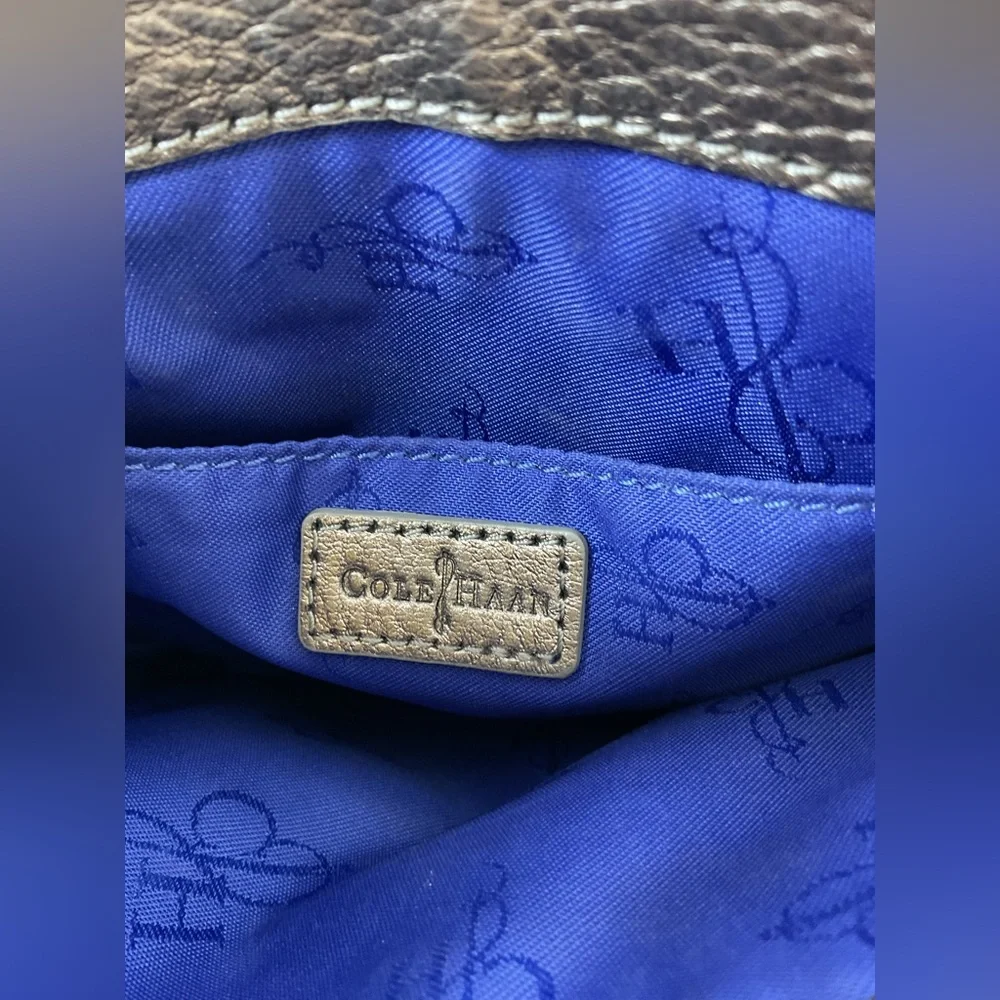 Cole Haan Metallic Silver Canteen Messenger Crossbody